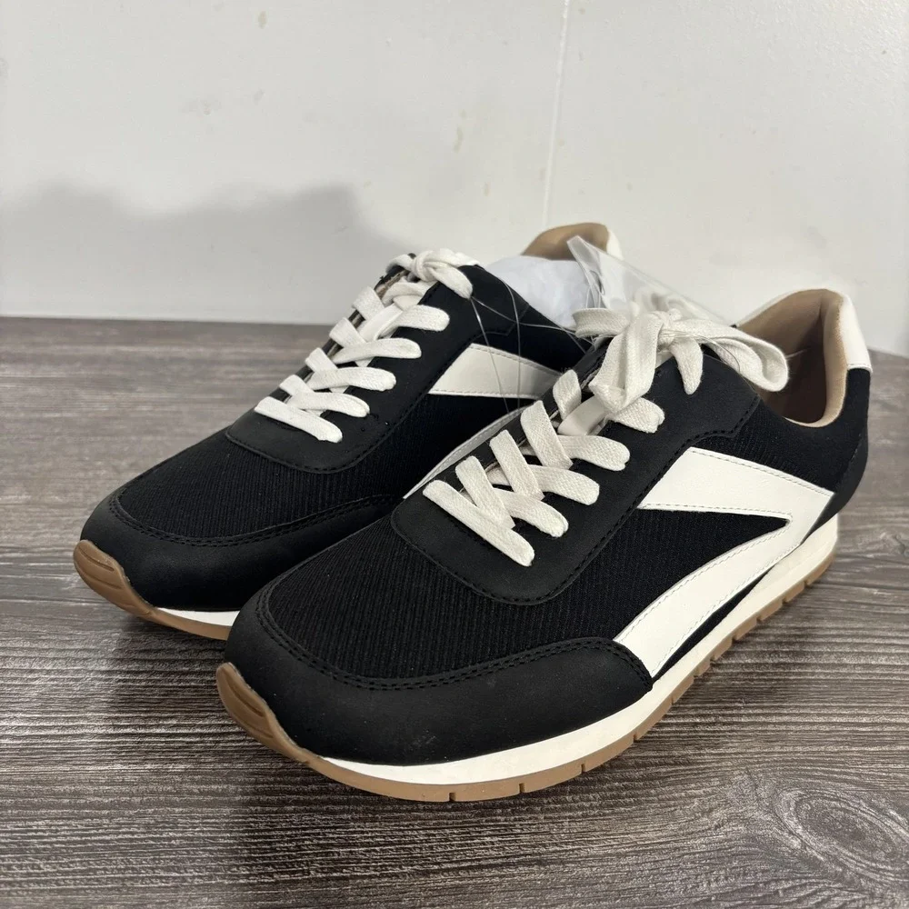 Denver Hayes Braylee Shoes Mens Size 8 Black White Casual Sneaker Sample Lace Up